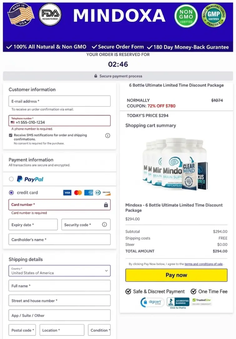 Mindoxa secure checkout